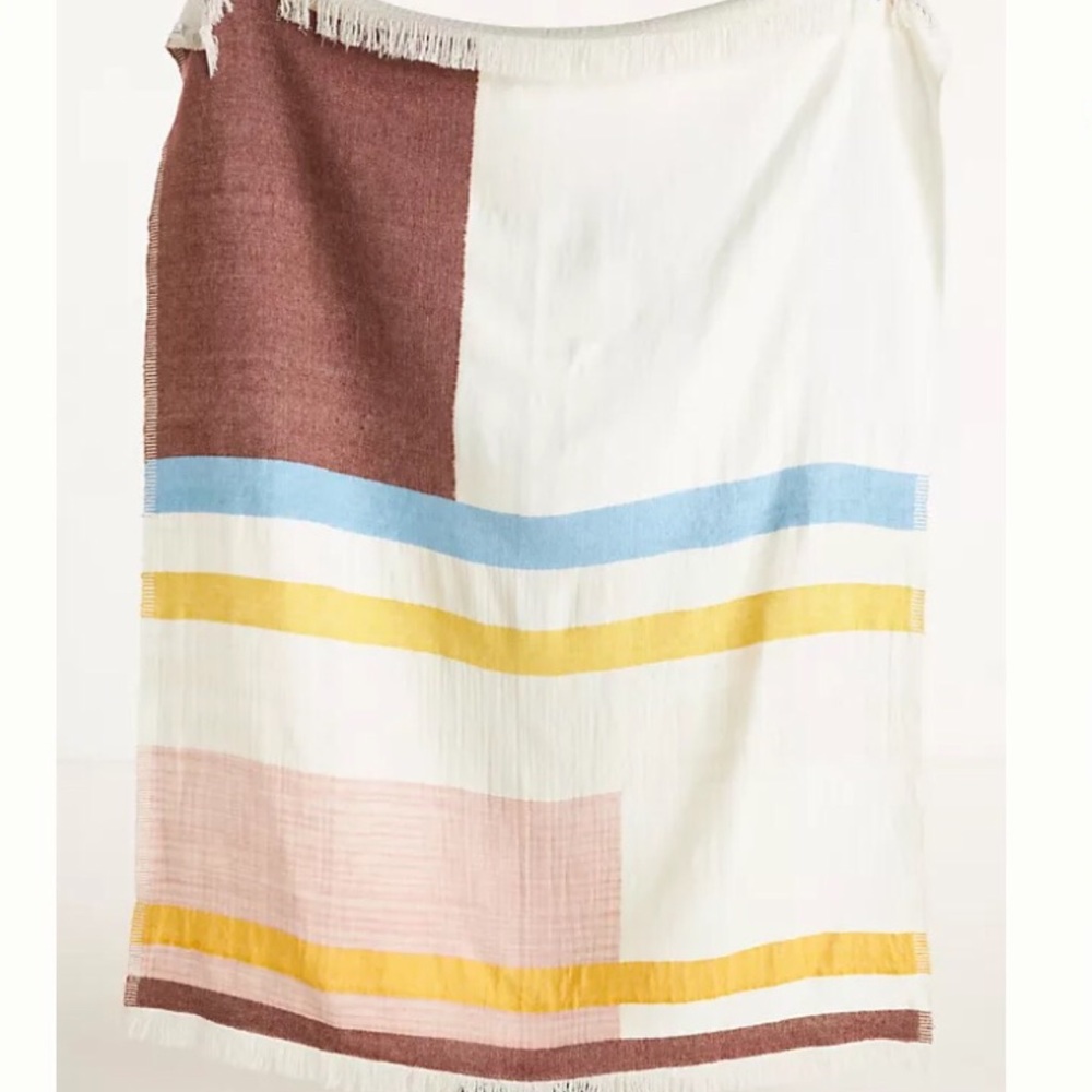 Anthropologie Woven Throw Blanket With Fringe New With Tag